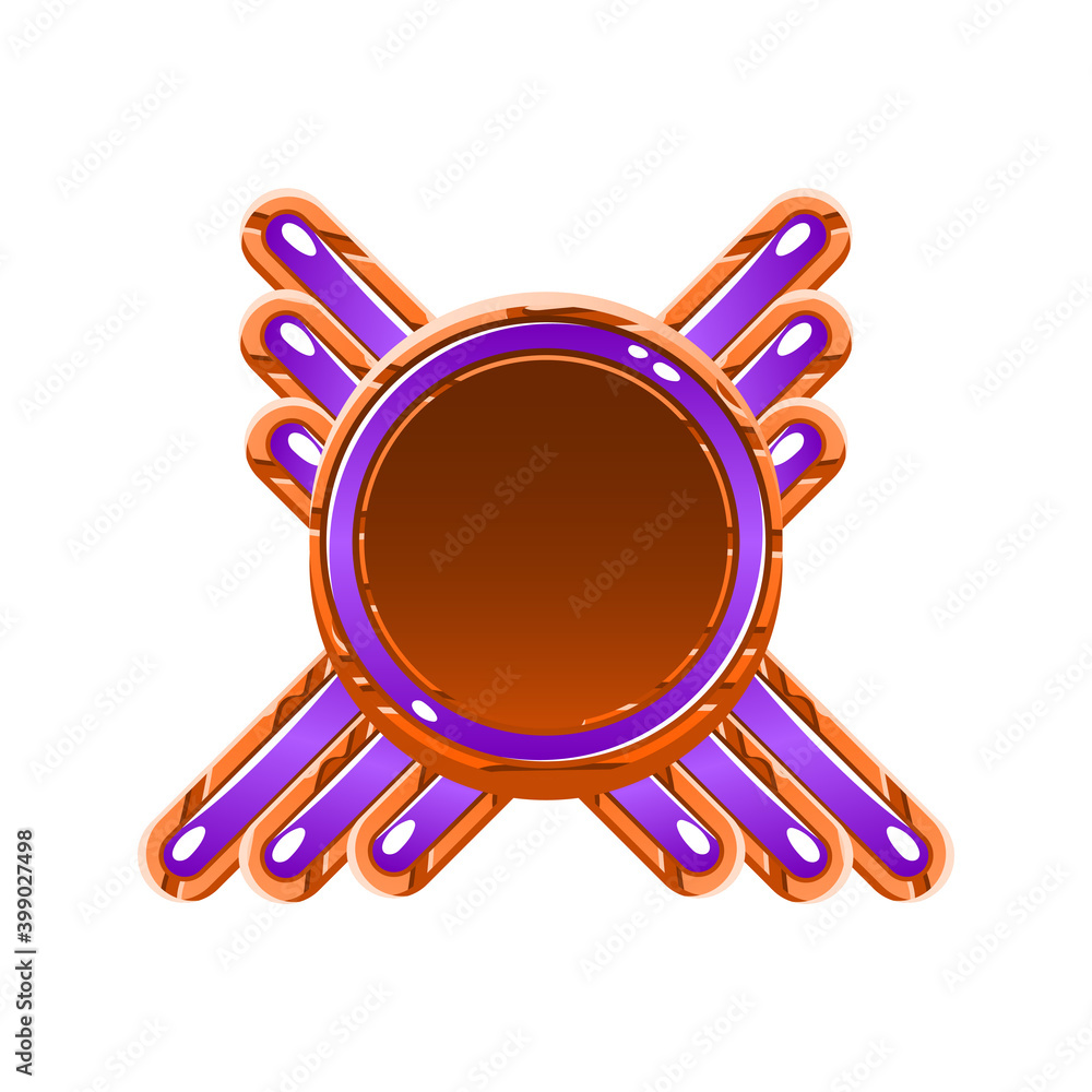 Poster funny gui purple rounded wooden and jelly frame border template for game ui asset elements