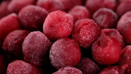 frozen red cherry close up