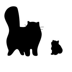 black cat and kitten silhouette