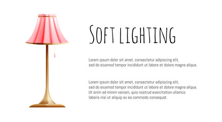 Banner template, floor lamp with a pink lampshade