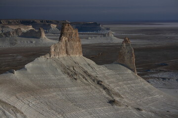Western Kazakhstan. Mangystau. Ustyurt plateau. Panorama of the Bozzhira tract.