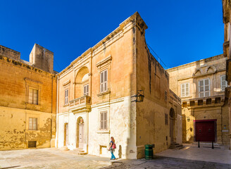 Fototapeta na wymiar Mdina City street view. Mdina is populer tourist destination in Malta.