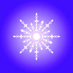 elegant snowflake logo, crystal icon vector on blue background