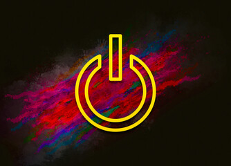 Power icon colorful paint abstract background brush strokes illustration design