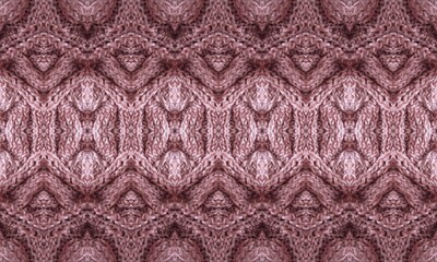 Ornamental seamless pattern with knitted texture. Fashion design in dusty pink colors. Print for fabric and textile.