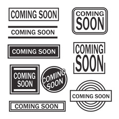 A set of retro stickers coming soon. Sales promotion badge sign declare soon vector illustration