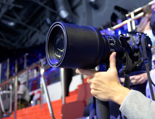 tv camera on the broadcast of the tennis tournament.