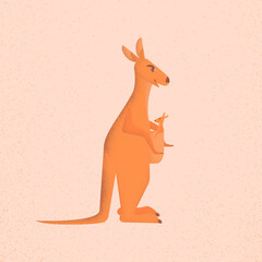 Kangaroo with the cub. Illustration.