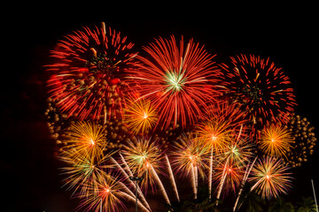 Bursting of Fireworks festival in the night.