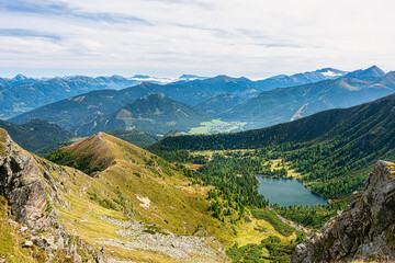 lake scheibelsee, near mountain great boesenstein in styria, rottenmanner tauern, austria