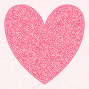 Turing abstract pattern heart sketch engraving vector illustration. T-shirt apparel print design.