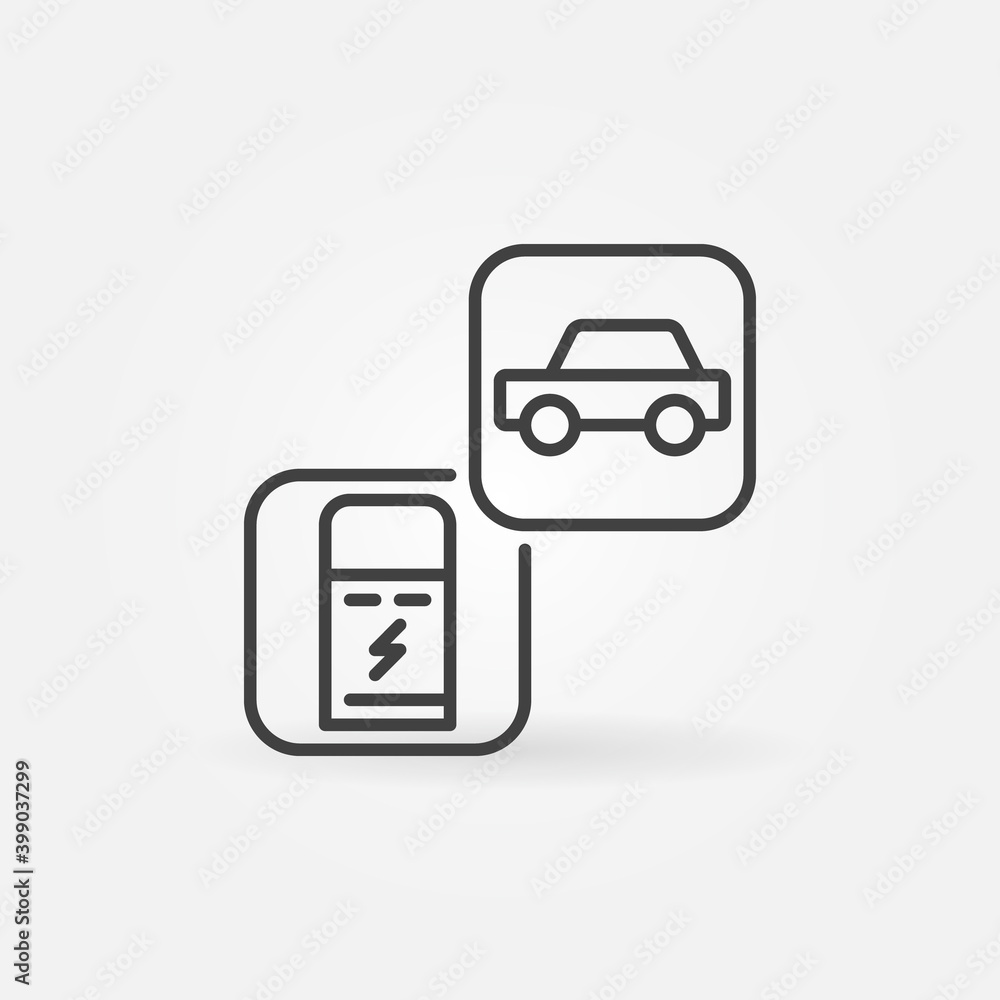 Poster charging point with car outline vector concept icon or design element