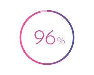 96% percent circle chart symbol. 96 percentage Icons for business, finance, report, downloading