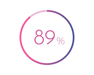 89% percent circle chart symbol. 89 percentage Icons for business, finance, report, downloading