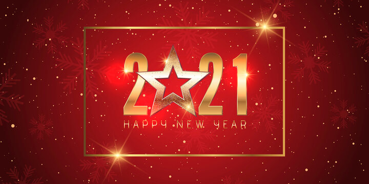 Gold And Red Happy New Year Banner Design