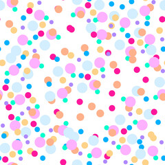 Seamless pattern with multi-colored yellow, orange, green, pink, purple, blue bright ovals on a white background. Use for fabric, textile, napkins, packaging, web design, children's things.