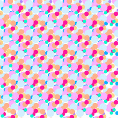 Seamless pattern with multi-colored yellow, orange, green, pink, purple, blue bright ovals on a white background. Use for fabric, textile, napkins, packaging, web design, children's things.