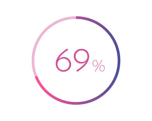 69% percent circle chart symbol. 69 percentage Icons for business, finance, report, downloading