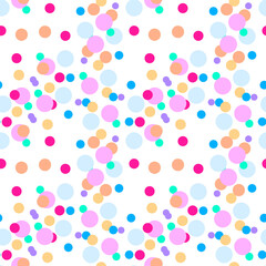 Seamless pattern with multi-colored yellow, orange, green, pink, purple, blue bright ovals on a white background. Use for fabric, textile, napkins, packaging, web design, children's things.
