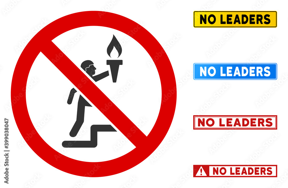 Poster no torch leader sign with messages in rectangle frames. illustration style is a flat iconic symbol i