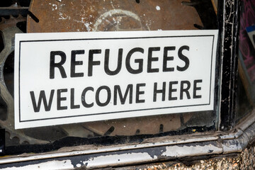 Refugees Welcome Here Sign