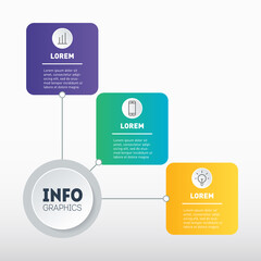 Fototapeta premium Business presentation or infographics concept with 3 options. Web Template of diagram. Vector infographic of technology or education process on light background.