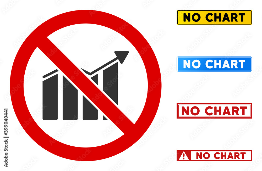 Poster no chart sign with captions in rectangular frames. illustration style is a flat iconic symbol inside