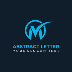 Abstract Letter Logo M. Black Background. Vector Illustrator eps.10