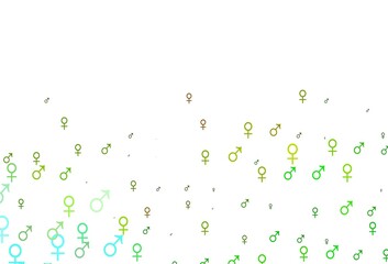 Light green, yellow vector pattern with gender elements.