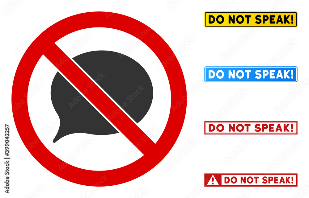 Poster no message cloud sign with phrases in rectangle frames. illustration style is a flat iconic symbol i