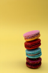 macaroons on the yellow background