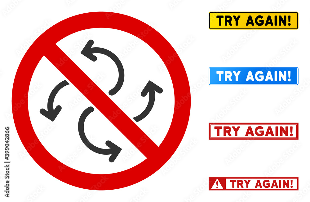 Poster no swirl rotation sign with words in rectangular frames. illustration style is a flat iconic symbol 