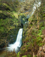 Pistyll Rhaeadr, Wales waterfall in december 