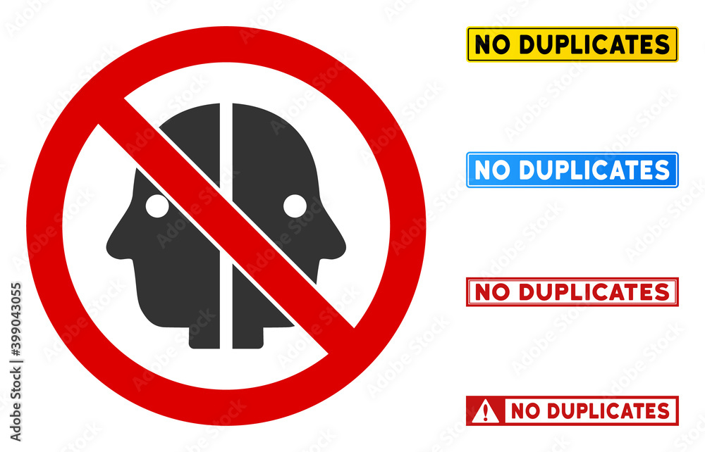 Poster no face duplicity sign with words in rectangle frames. illustration style is a flat iconic symbol in