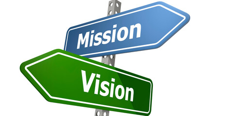 Road sign with mission vision word © tang90246