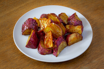 Deep-fried Sugar Glazed Sweet Potato Wedges