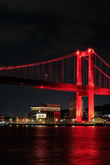 Fototapeta premium 夜の若戸大橋 福岡県北九州市 Wakato oohashi Bridge at night Fukuoka-ken Kitakyusyu city