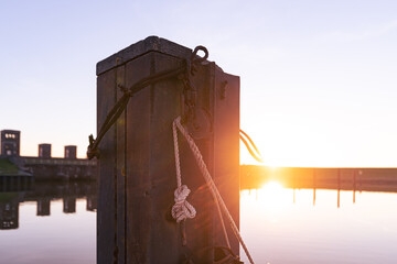sunset over the harbor