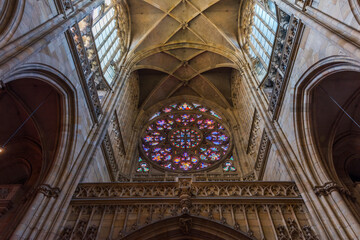 Interior of St. Vitus Cathedral at Prague Castle in Czech Republic.