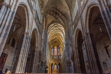 Obraz premium Interior of St. Vitus Cathedral at Prague Castle in Czech Republic.