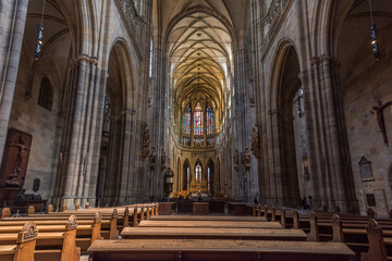 Fototapeta premium Interior of St. Vitus Cathedral at Prague Castle in Czech Republic.