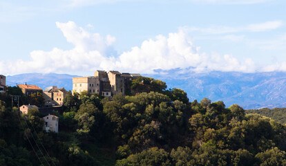 Ancient mountain village in the Balagne region of Corsica.
Tourism and vacation concept.