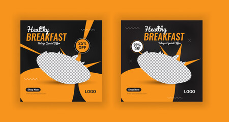 Food Promotional Social Media Post Banner Design Template.