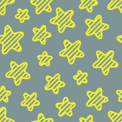 Endless background texture from yellow stars shaded inside on a gray background. Colors of 2021 Ultimate Gray 17-5104 and Illuminating 13-0647