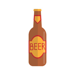 Traditional beer bottle for super bowl party, flat illustration