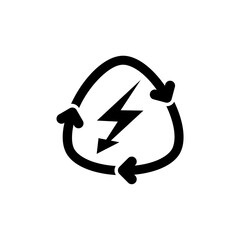 Battery with recycle symbol icon isolated on white background