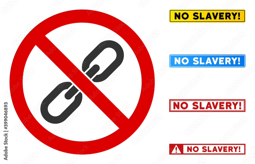 Poster no chain sign with messages in rectangle frames. illustration style is a flat iconic symbol inside r