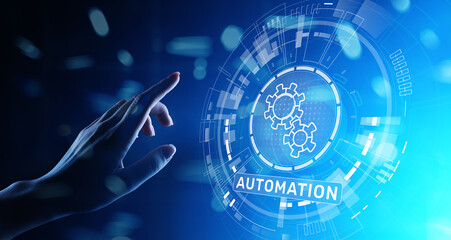 Automation Work flow business process optimisation smart industry modern manufacturing concept on virtual screen.