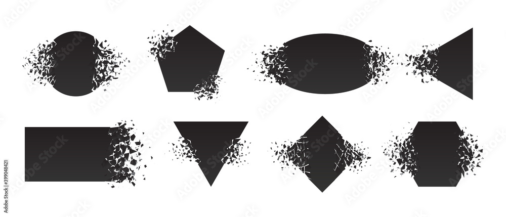 Wall mural shape shattered and explodes flat style design vector illustration set isolated on white background.