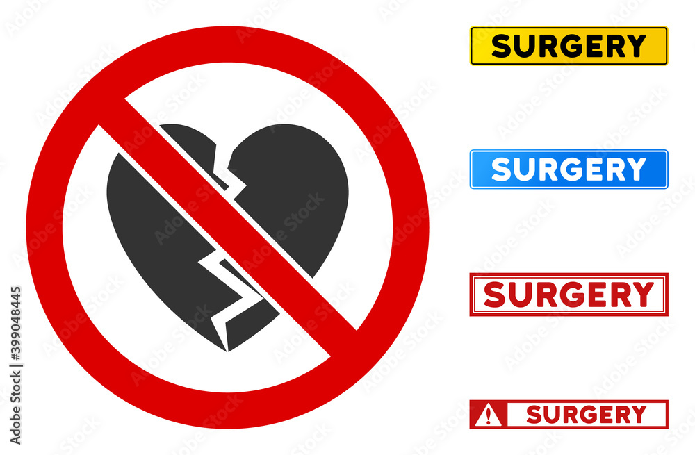 Aufkleber no broken heart sign and texts in rectangle frames. illustration style is a flat iconic symbol insid